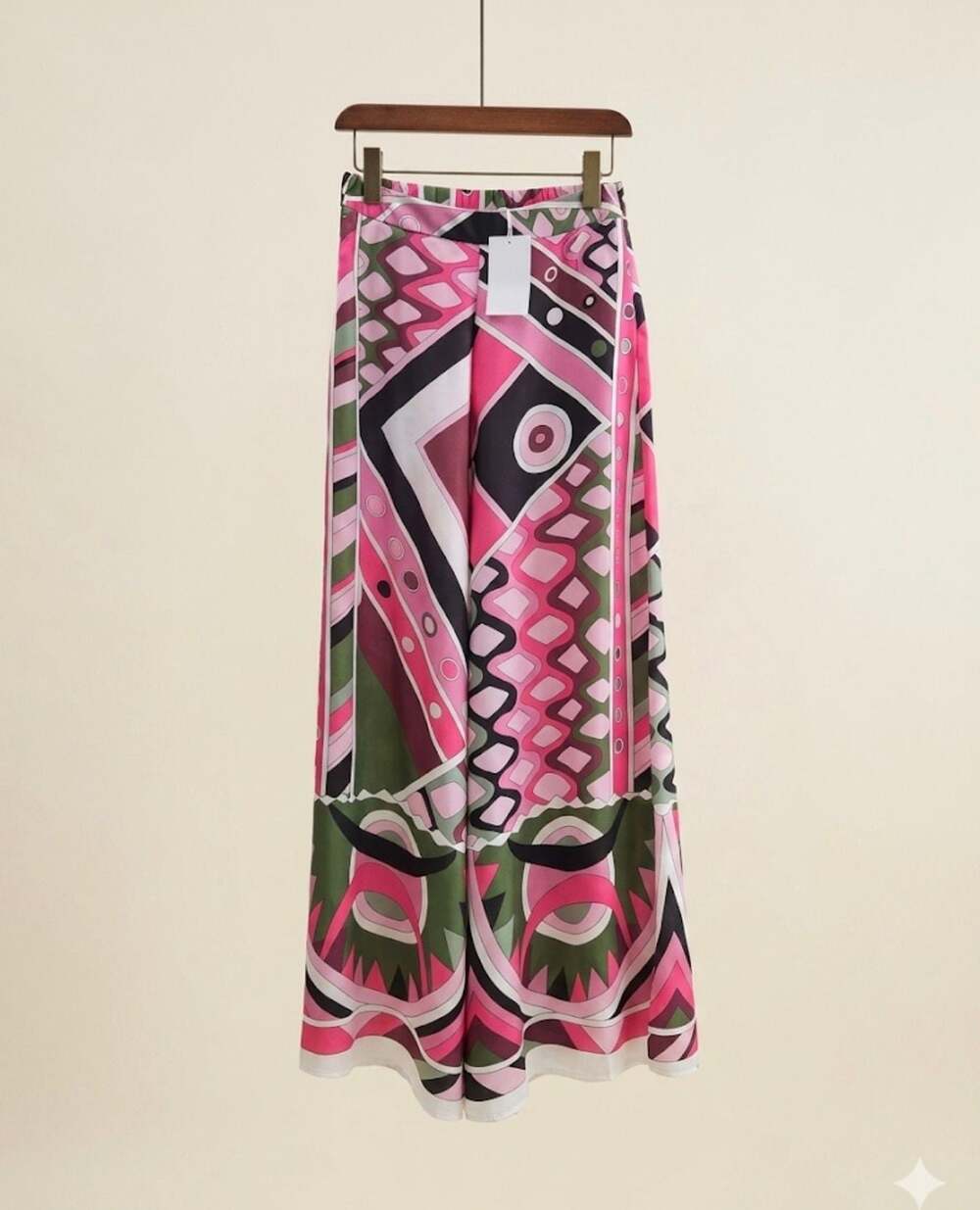 Emilio Pucci inspired Multicolor Wide Leg Pink Pant in Size S